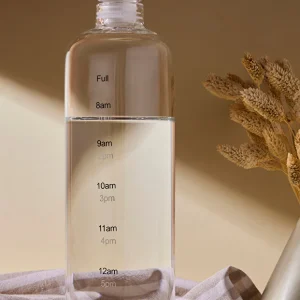 1000ml Borosilicate Glass Water Bottle - Time Marker Hydration