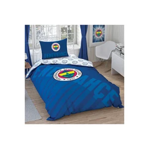 Fenerbahçe Single Size Navy Logo Cotton Duvet Cover Set