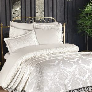 French Lace Belinda Bridal Bedding Set - 7 Pcs Cream