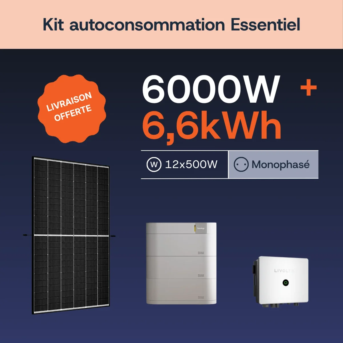 Kit Autoconsommation 6000W + 6,6kWh - Livoltek - Monophasé – Image 2